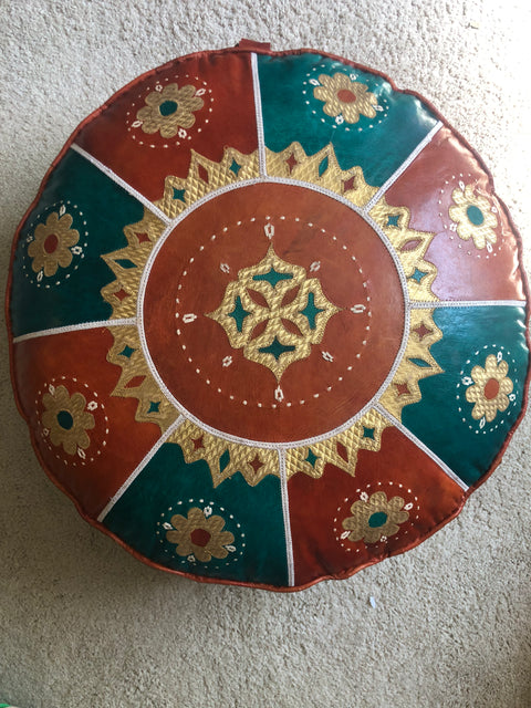 Handmade West African Leather Pouf | Unstuffed