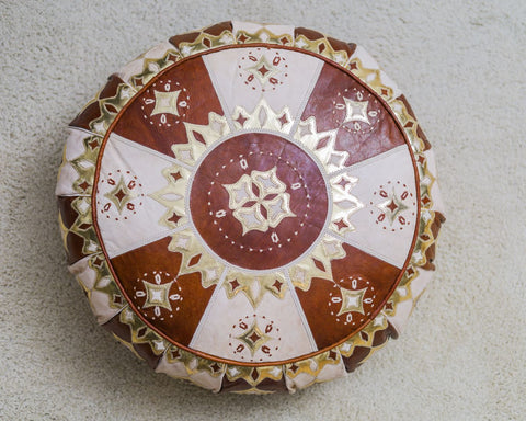 Handmade West African Leather Pouf | Unstuffed