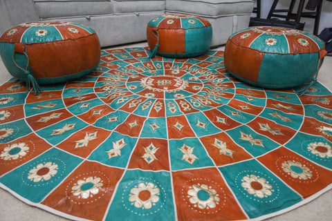 Handmade West African Leather Pouf | Unstuffed