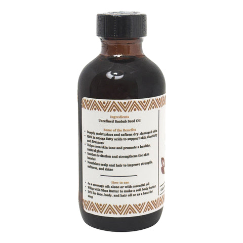 100% Pure Baobab Oil | Cold-Pressed Seed Oil | | Face, Body, & Hair | 4oz & 16oz