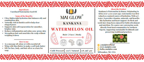 100% Pure Watermelon Seed | Cold-Pressed Seed Oil | | Face, Body, & Hair | 4oz