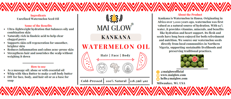 100% Pure Watermelon Seed | Cold-Pressed Seed Oil | | Face, Body, & Hair | 4oz